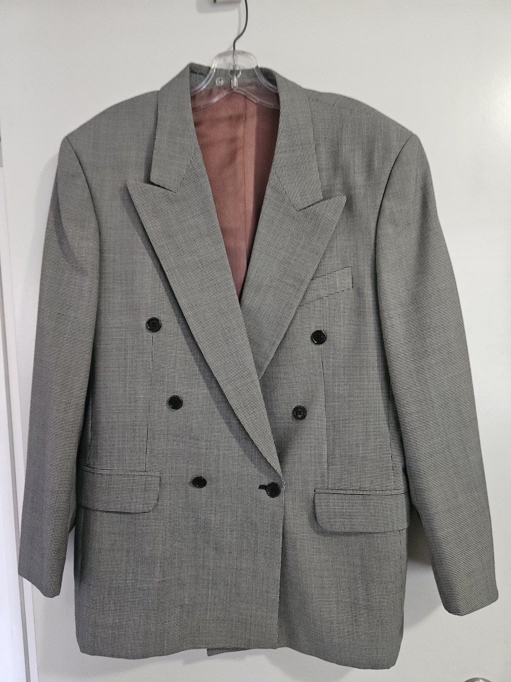 Men's Double-Breasted Light Gray Suit Blazer